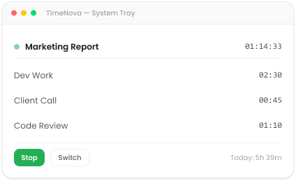 TimeMizwo timer controls in the Windows system tray